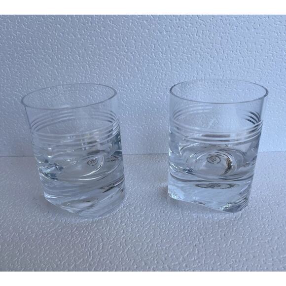 LENOX Tin Can Alley Crystal Double old fashioned Pair Of Lenox Glasses 4” New